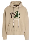 Palm Angels Oversize Embroidered Broken Palm Hoodie In Beige
