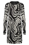 Vero Moda Lorena Marbled Long Sleeve Dress In Black Pattern W Birch