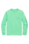 Vineyard Vines Kids' Whale Long Sleeve Graphic Tee In Sour Apple