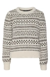 Vero Moda Kaira Pattern Crewneck Sweater In Birch Pattern Coffee Bean