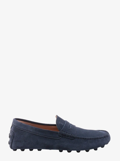 Tod's Suede Penny Driving Shoes In Blue
