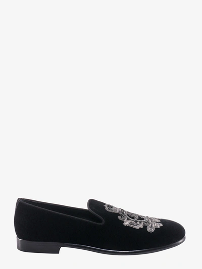 Dolce & Gabbana Velvet Loafer With Dg Blazon Embroidery - Atterley In Black