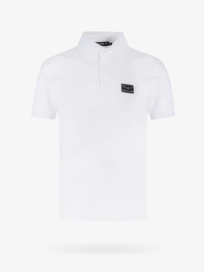 Dolce & Gabbana Polo With Logo Tag In White