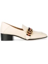 Gucci Logo-embellished Collapsible-heel Leather Pumps In White