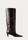 Totême Croco-embossed Wide Shaft Boots Dark Brown In Dark Brown Croco