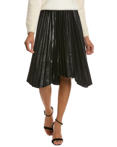 Gracia Faux Leather Pleated Midi Skirt In Black