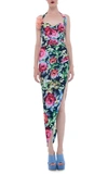 Norma Kamali Cayla Ruched Side Drape Halter Gown In Multi