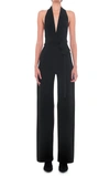 NORMA KAMALI Halter Wrap Straight Leg Jumpsuit in Black