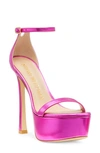 Stuart Weitzman Nudistcurve Hollywood Ankle-strap Platform Sandals In Azalea