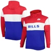 New Era Men's  Royal Buffalo Bills Big And Tall Throwback Colorblock Fleece Raglan Pullover Hoodie In Royal