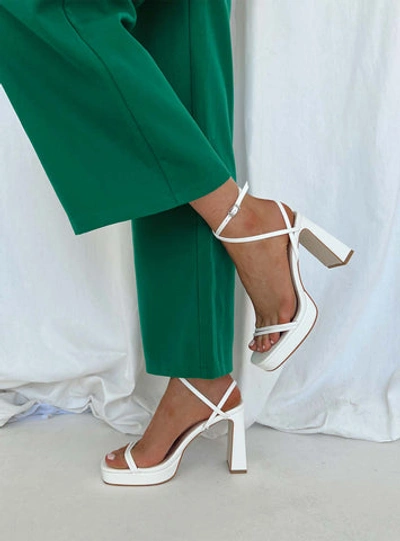 Princess Polly Tessie Ankle Strap Heel Matte In White