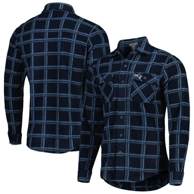 ANTIGUA ANTIGUA NAVY NEW ENGLAND PATRIOTS INDUSTRY FLANNEL BUTTON-UP SHIRT JACKET
