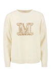 Max Mara Edo Logo Jacquard Cashmere Knit Sweater In White
