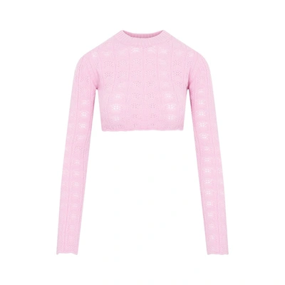 Sportmax Medea Wool And Cashmere Open-knit Sweater In Pink