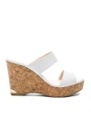 JIMMY CHOO JIMMY CHOO PARKER 100 LEATHER WEDGE IN WHITE,PARKER 100 VAC