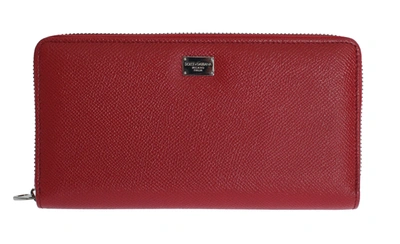 DOLCE & GABBANA DOLCE & GABBANA ELEGANT RED LEATHER CONTINENTAL WOMEN'S WALLET