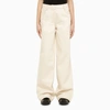 Prada Ivory Canvas Wide Trousers In Beige
