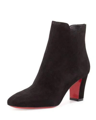 Christian Louboutin Tiagadaboot Suede 70mm Red Sole Bootie, Black