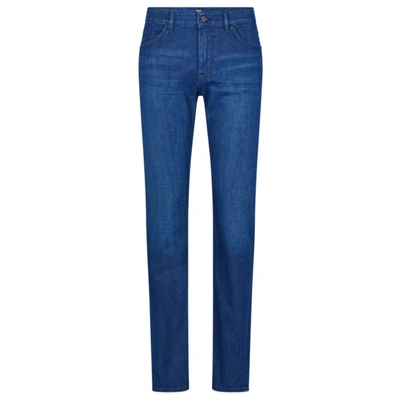 Hugo Boss Regular-fit Jeans In Blue Cashmere-touch Denim