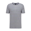 Hugo Boss Pure-linen Regular-fit T-shirt With Horizontal Stripe In Blue