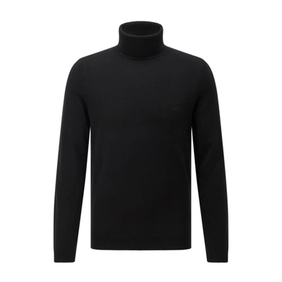 Hugo Boss Regular Fit Rollneck Sweater In Extra Fine Merino Wool In Black