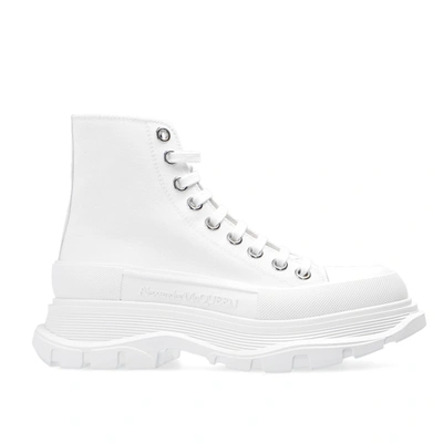 Alexander Mcqueen Tread Slick Chunky-sole Canvas High-top Boots In White