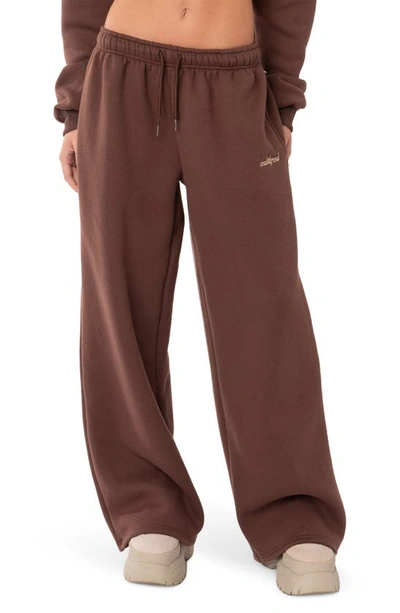 Edikted Brenna Low Rise Wide Leg Sweatpants In Brown