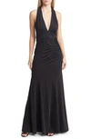 LULUS TENTH AVENUE RUCHED HALTER NECK GOWN