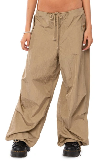 Edikted Rian Nylon Cargo Pants In Olive