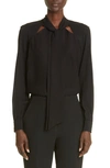 St John Silk Blouse With Detachable Tie In Black