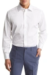 David Donahue Trim Fit Dobby Stripe Dress Shirt In White