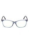 Tom Ford 54mm Square Blue Light Blocking Glasses In Shiny Blue