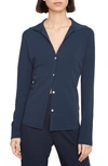 Vince Relaxed Linen Button-front Shirt In Navy