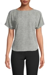 Anne Klein Petite Printed Boat-neck Top In Anne White/ Anne Black