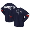 Fanatics Branded Navy New England Patriots Spirit Jersey Lace-up V-neck Long Sleeve T-shirt In Navy