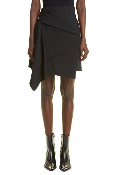Alexander Mcqueen Deconstructed Wool Mini Skirt In Black