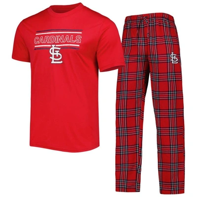 Concepts Sport Men's  Red, Navy St. Louis Cardinals Badge T-shirt And Pants Sleep Set In Red,navy