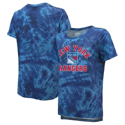 Majestic Threads Blue New York Rangers Boyfriend Tie-dye Tri-blend T-shirt