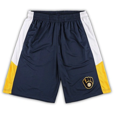 Profile Men's Navy Milwaukee Brewers Big And Tall Team Shorts