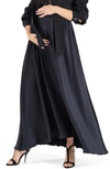Cache Coeur Plissé Maternity Maxi Skirt In Black
