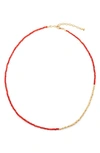 Monica Vinader Mini Nugget Stone Beaded Necklace In 18ct Gold Vermeil On Sterling