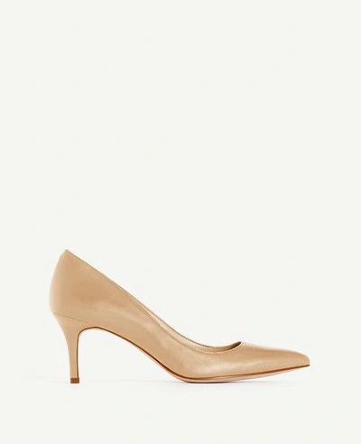 Ann Taylor Skyler Patent Leather Pumps In Taupe