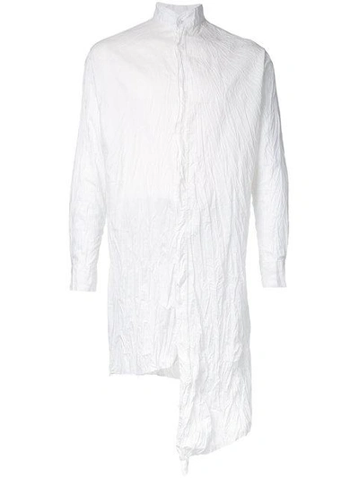 A New Cross Wrinkled Asymmetric Shirt In White