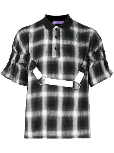 Private Policy Plaid Polo With Harness In Black
