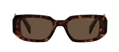 Prada Pr 17ws 2au8c1 Rectangle Sunglasses In Brown