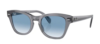 Ray Ban Rb0707s Sunglasses Transparent Grey Frame Blue Lenses 53-21