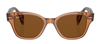 Ray Ban Rb0880s 664057 Square Polarized Sunglasses In Brown