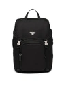 Prada Backpack In Re-nylon And Saffiano Leather In Black