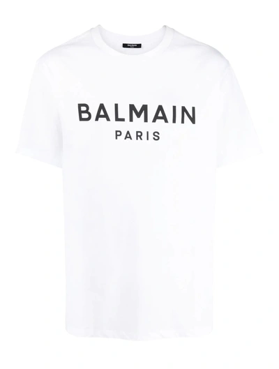 Balmain Logo-print Crew Neck T-shirt In White