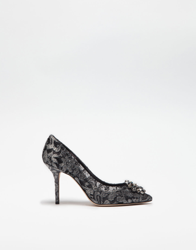 Dolce & Gabbana Pump In Taormina Lace With Crystals In Grey